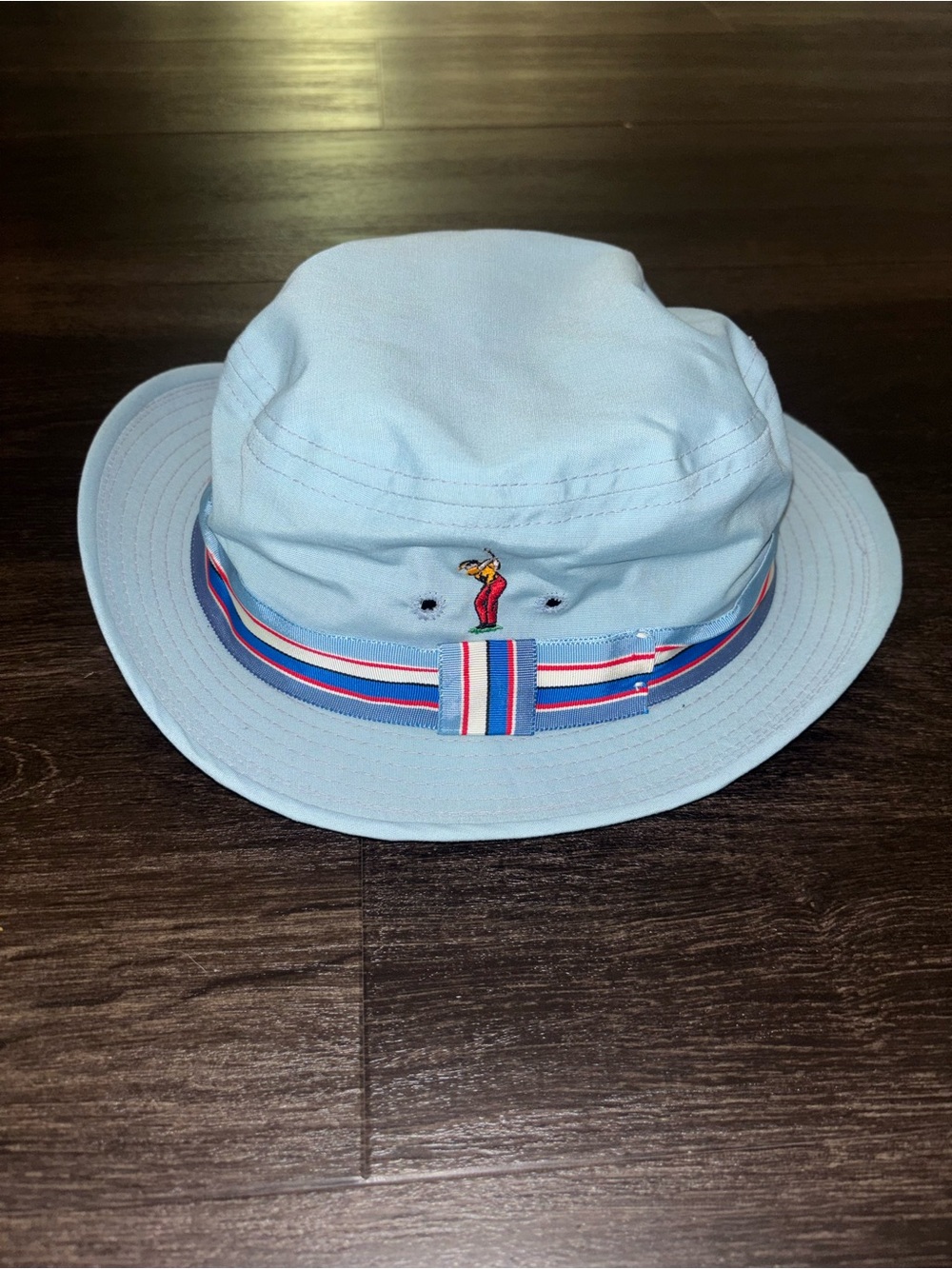 Vintage 80s Blue Bucket Hat Golf Made In USA BEE Hats STL MO
